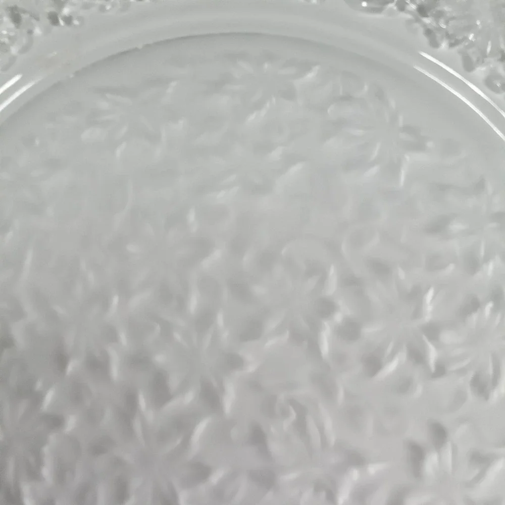 Vintage Clear Pressed‎ Glass Floral Embossed 13 Inch Round Serving Platter Tray